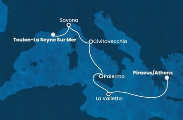 Francúzsko, Taliansko, Malta, Grécko z Toulonu na lodi Costa Fortuna