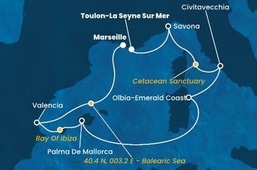 Francúzsko, Taliansko, , Španielsko z Toulonu na lodi Costa Pacifica
