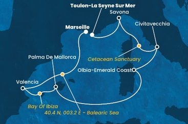 Francúzsko, Taliansko, , Španielsko z Toulonu na lodi Costa Pacifica