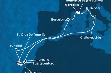 Francúzsko, Taliansko, Španielsko, Portugalsko z Toulonu na lodi Costa Fascinosa
