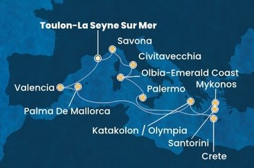Francúzsko, Španielsko, Grécko, Taliansko z Toulonu na lodi Costa Pacifica