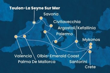 Francúzsko, Španielsko, Grécko, Taliansko z Toulonu na lodi Costa Pacifica