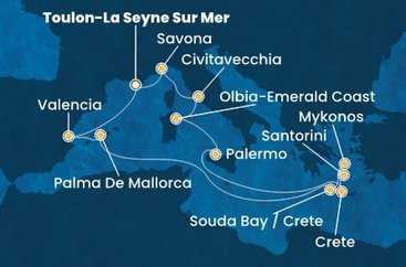 Francúzsko, Španielsko, Grécko, Taliansko z Toulonu na lodi Costa Pacifica