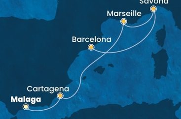 Španielsko, Francúzsko, Taliansko z Málagy na lodi Costa Diadema