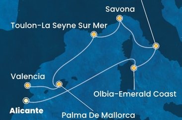 Španielsko, Taliansko, Francúzsko z Alicante na lodi Costa Pacifica