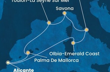 Španielsko, Taliansko, Francúzsko z Alicante na lodi Costa Pacifica