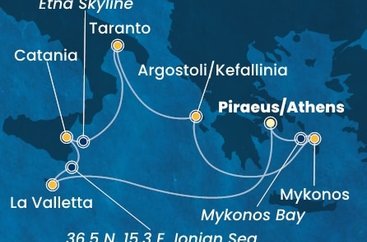 Grécko, Malta, Taliansko z Pireusu na lodi Costa Fascinosa