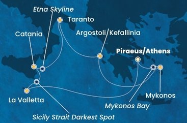 Grécko, Malta, Taliansko z Pireusu na lodi Costa Fascinosa