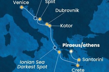 Grécko, Čierna Hora, Chorvátsko, , Taliansko z Pireusu na lodi Costa Deliziosa