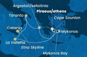 Grécko, Malta, Taliansko z Pireusu na lodi Costa Serena