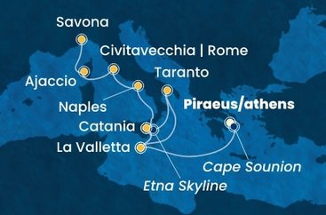 Grécko, Malta, Taliansko, Francúzsko z Pireusu na lodi Costa Serena