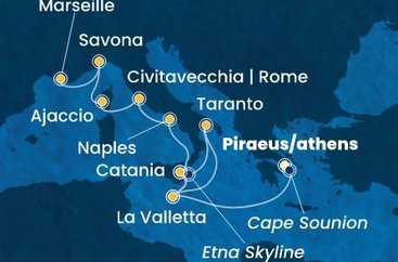 Grécko, Malta, Taliansko, Francúzsko z Pireusu na lodi Costa Serena