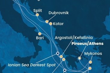 Grécko, Čierna Hora, Chorvátsko, Taliansko z Pireusu na lodi Costa Deliziosa