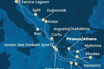 Grécko, Čierna Hora, Chorvátsko, Taliansko z Pireusu na lodi Costa Deliziosa