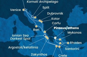 Grécko, Čierna Hora, Chorvátsko, , Taliansko z Pireusu na lodi Costa Deliziosa