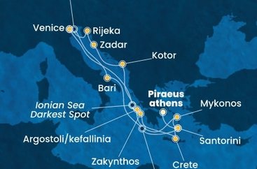 Grécko, Čierna Hora, Chorvátsko, Taliansko z Pireusu na lodi Costa Deliziosa