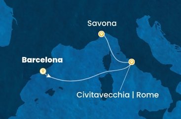 Španielsko, Taliansko z Barcelony na lodi Costa Smeralda