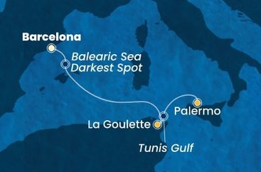 Španielsko, Tunisko, Taliansko z Barcelony na lodi Costa Smeralda