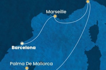 Španielsko, Francúzsko, Taliansko z Barcelony na lodi Costa Diadema