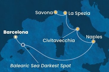 Španielsko, Taliansko z Barcelony na lodi Costa Toscana