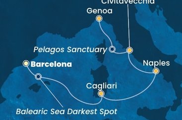 Španielsko, Taliansko z Barcelony na lodi Costa Smeralda