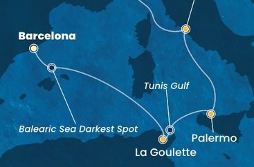 Španielsko, Tunisko, Taliansko z Barcelony na lodi Costa Smeralda