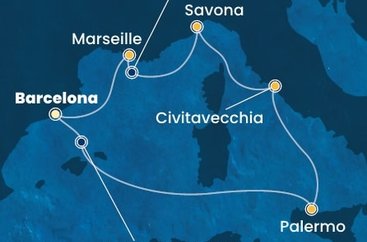 Španielsko, Taliansko, Francúzsko z Barcelony na lodi Costa Smeralda