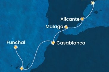 Španielsko, Maroko, Portugalsko z Barcelony na lodi Costa Pacifica
