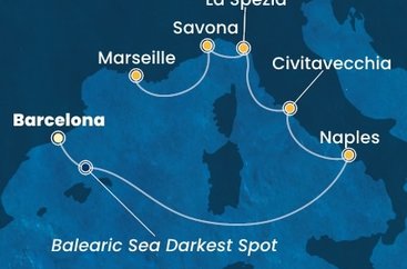 Španielsko, Taliansko, Francúzsko z Barcelony na lodi Costa Toscana