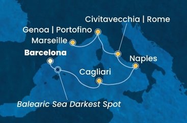 Španielsko, Taliansko, Francúzsko z Barcelony na lodi Costa Toscana
