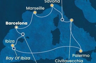 Španielsko, Taliansko, Francúzsko z Barcelony na lodi Costa Toscana