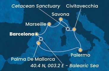 Španielsko, Taliansko, Francúzsko z Barcelony na lodi Costa Smeralda