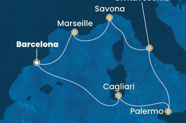 Španielsko, Taliansko, Francúzsko z Barcelony na lodi Costa Smeralda
