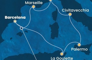 Španielsko, Tunisko, Taliansko, Francúzsko z Barcelony na lodi Costa Pacifica