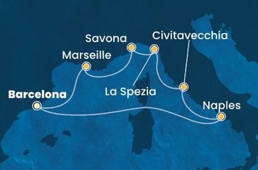 Španielsko, Taliansko, Francúzsko z Barcelony na lodi Costa Toscana