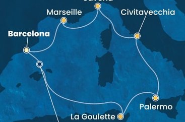 Španielsko, Tunisko, Taliansko, Francúzsko z Barcelony na lodi Costa Pacifica