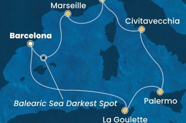 Španielsko, Tunisko, Taliansko, Francúzsko z Barcelony na lodi Costa Pacifica