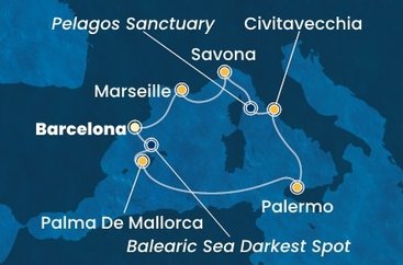 Španielsko, Taliansko, Francúzsko z Barcelony na lodi Costa Toscana