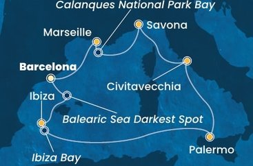 Španielsko, Taliansko, Francúzsko z Barcelony na lodi Costa Toscana