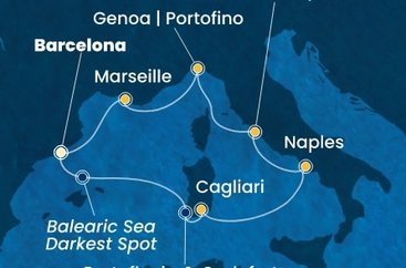Španielsko, Taliansko, Francúzsko z Barcelony na lodi Costa Smeralda