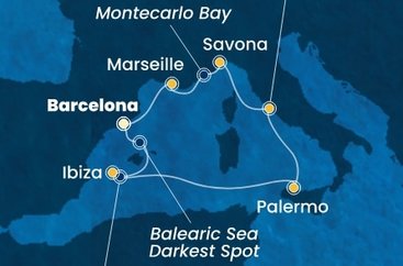 Španielsko, Taliansko, Francúzsko z Barcelony na lodi Costa Toscana