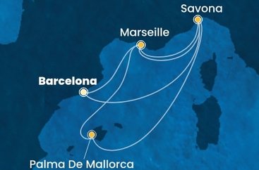 Španielsko, Francúzsko, Taliansko z Barcelony na lodi Costa Diadema