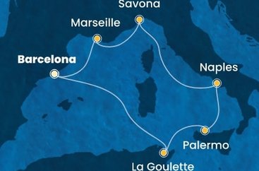 Španielsko, Francúzsko, Taliansko, Tunisko z Barcelony na lodi Costa Pacifica