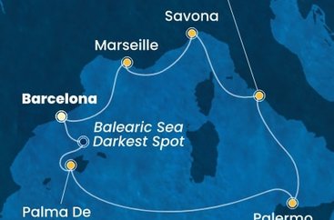 Španielsko, Taliansko, Francúzsko z Barcelony na lodi Costa Toscana