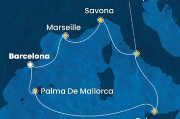 Španielsko, Taliansko, Francúzsko z Barcelony na lodi Costa Toscana