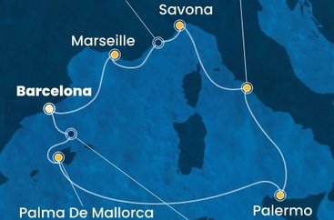 Španielsko, Taliansko, Francúzsko z Barcelony na lodi Costa Toscana