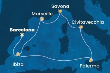 Španielsko, Taliansko, Francúzsko z Barcelony na lodi Costa Smeralda