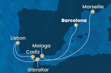 Španielsko, Gibraltár, Portugalsko, Francúzsko z Barcelony na lodi Costa Pacifica