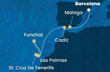 Španielsko, Portugalsko z Barcelony na lodi Costa Smeralda