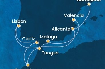 Španielsko, Portugalsko, Maroko z Barcelony na lodi Costa Serena